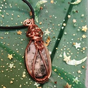 @kota_rose21 Artisan Copper Wire Wrapped Ocean Jasper Stone Necklace